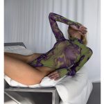 Tie-dye Sexy Underwear Bodysuit with Outerwear Mesh Bodysuit