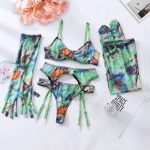 Tie-Dye Colorful Small Bust Gathering Mesh Sexy Lingerie Five-Piece Set for Women - Image 9