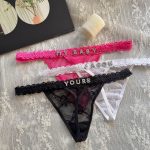Cotton G-String with Metallic Rhinestone Letters, Sexy Lace Panties for Women - Image 3