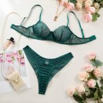 Green Leopard Print Bra Underwear Sexy Hollow Thin Cup with Steel Ring Comfortable Erotic Set for Women - Image 6