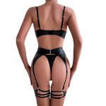 Sexy Hollow-out Leather Push-up Simple and Versatile Three-piece Set for Women - Image 5