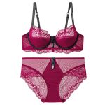 Sexy Lace Underwear Red Ultra-thin Large Chest Minimizer Push-up Bra Set - Image 2
