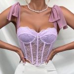 Lace Strap Ins Style Pure Desire Top with Steel Ring Boning Hollow Out Camisole - Image 3