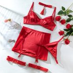Sexy Lingerie Satin Tassel Push-Up Buttock Enhancing Bra Set for Women - Image 7