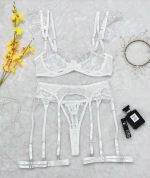 Sexy Lingerie Set with Heavy Embroidery and Sheer Mesh Underwire Bra - Image 8