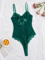 Elegant Teddy Pink Lace Splicing Slimming Strapless Sexy Romper Fitted Gathering - Image 10