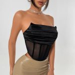 Sweet and Spicy Style Women's Unique Design Patchwork Backless Mesh Halter Nightclub Top - Image 6