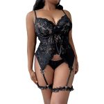 Sexy and Tempting Plus Size Lingerie Set with Lace Embroidery for Women - Image 5