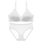 Summer Thin Triangle Cup Smooth Lace Bra Wireless Small Chest Gathering Sexy Lingerie Set - Image 5