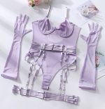 Sexy Lingerie One-Piece Bodysuit with Gloves and Bandage Transparent Mesh Underwear - Image 8
