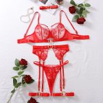 Sexy Lingerie Set with Metal Buckle, 5-Piece Bra Set - Image 6