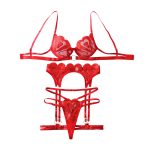 Heart Embroidery Push-Up Shaping Sexy Underwear Set, 4-Piece Separated Set