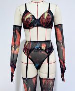 Cross-border  Sexy Underwear Five-piece Set with Gloves, Stockings, Tie-dye Design, Colorful Design, Erotic Underwear Set - Image 10