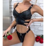 Nightclub Spicy Girl PU Motorcycle Sexy Leather Vest Underwear Uniform Temptation Erotic Set for Women - Image 6