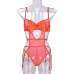 Style Splicing Red Bowknot One-Piece Clothing with Rhinestone Embellishment - Image 5