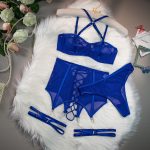 Sexy Lingerie Set for Women - Sheer Mesh Transparent Cross-Tied Hollow Out Push-Up Bra and Panty Three-Piece Suit - Image 7