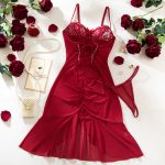 Cross-border Sexy Lace Transparent Temptation Ultra-thin Mesh Dress and Thong Set - Image 7