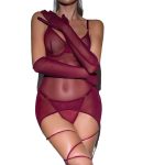 Sexy Mesh Backless Transparent Bondage Rope with Gloves Three-Piece Set for Women - Image 5