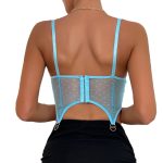 Women's Versatile Fresh Top Color Block Floral Embroidery Chest Lining Short Crop Tank Top - Image 5