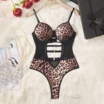 Sexy Women's Strap Leopard Print Transparent Temptation Bodysuit - Image 2