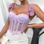 Lace Strap Ins Style Pure Desire Top with Steel Ring Boning Hollow Out Camisole - Image 4