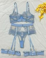 Transparent Heavy Embroidery Eyelash Lace Shaping Sexy Four-Piece Set for Women - Image 10