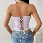 niche lace French design pure desire ins style wrap chest irregular fitted binding rope trendy tube top - Image 4