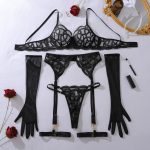 Design Intricate Embroidered Sheer Fitted Shaping Sexy Lingerie Two-Piece Set with Underwire - Image 6