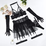 Sexy lingerie lace see through mesh sexy fluffy skirt six piece set for women - Image 6