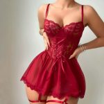 Sexy Lace Sheer Strap Nightgown Thong Foot Cover Tempting Underwear Set Slim Women's Sleepwear - Image 5