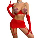 Sexy Mesh Ultra-Short Skirt with Garter Belt Set, Lingerie Costume Lingerie Set