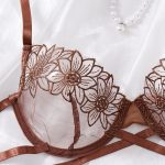 Embroidered Sexy Bra Women's Delicate Mesh Bra Comfortable Cotton Crotch Hollow Out Tempting Thong Set - Image 4