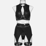 Chain Steel Ring Gathering Fun Underwear Four Piece Set - Image 4