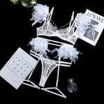Feather Sexy Lingerie with Chain Lace Transparent Mesh Set for Women - Image 8