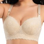 Sexy Lace Seamless Bra for Women with Steel Ring, Push-Up, Side Support, Anti-Sagging, Deep V Neckline, Large Size - Image 2