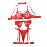 Sexy Lingerie Set with Metal Buckle, 5-Piece Bra Set