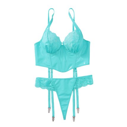 Sexy lace lingerie women gather together ultra-thin new suspender lace bra set