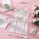 Sexy Lingerie Set with Fishbone Push-Up Bra and Lace Transparent Backless Underwear - Image 6