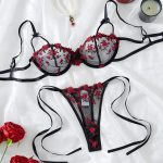 High-Quality Black Erotic Lingerie Set with Steel Support Transparent Embroidery - Image 2