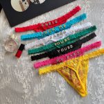 Cotton G-String with Metallic Rhinestone Letters, Sexy Lace Panties for Women - Image 2