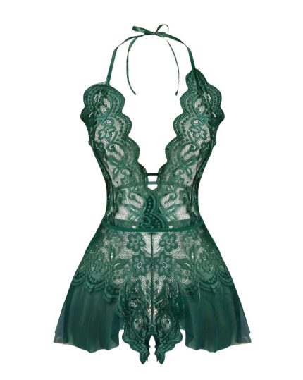 Sexy lingerie with transparent lace and seductive jumpsuit for women