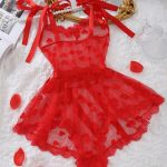 Sexy Mesh Transparent Heart-Shaped Lace-Up One-Piece Lingerie Set - Image 4