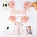 Feather Sexy Lingerie with Chain Lace Transparent Mesh Set for Women - Image 7