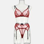 Leopard print mesh sexy lingerie gloves garter belt set - Image 5
