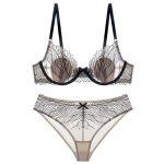 Plus Size Lingerie Sexy Lace Embroidery Ultra-thin Large Bust Minimizer Leopard Print Bra Set