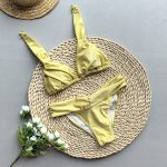 Style Solid Color Tie Cross-border Foreign Trade Separated Women's Swimsuit - Image 3