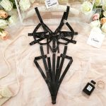 Sexy Lingerie with Lace Splicing and Steel Ring Backless Bodysuit - Image 6