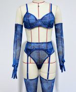 Cross-border  Sexy Underwear Five-piece Set with Gloves, Stockings, Tie-dye Design, Colorful Design, Erotic Underwear Set - Image 9