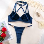 Cross-border Fully Managed Early Spring Pure Desire Sexy Lingerie Transparent Halter Comfortable Stocking Clip Two-piece Set for Women - Image 5