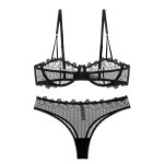 Sexy Underwear Ultra-thin Transparent Half Cup Embroidered Lace Bra Large Chest Minimizer Plus Size Lingerie Set - Image 7